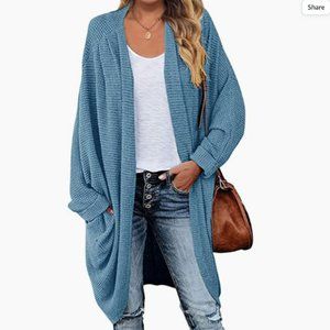 MEROKEETY Women's Waffle Knit Long Sleeve Cardigan Sweater